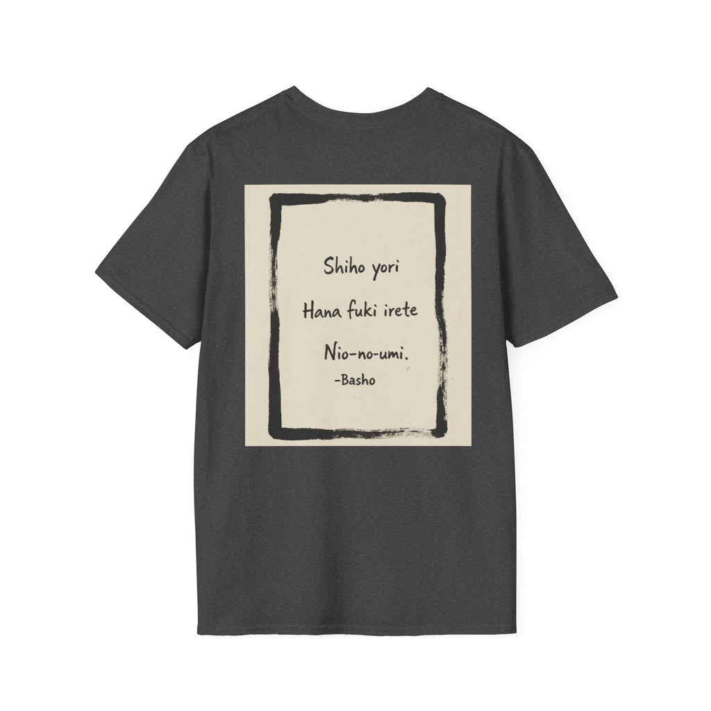 Ukiyo-e Spring Landscape T-Shirt - Basho's Blossom Lake Haiku Tee