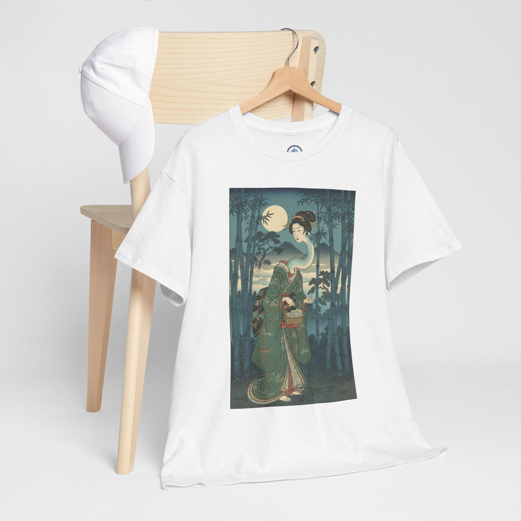 Japanese Folklore Tee - Rokurokubi Bamboo Scroll Design
