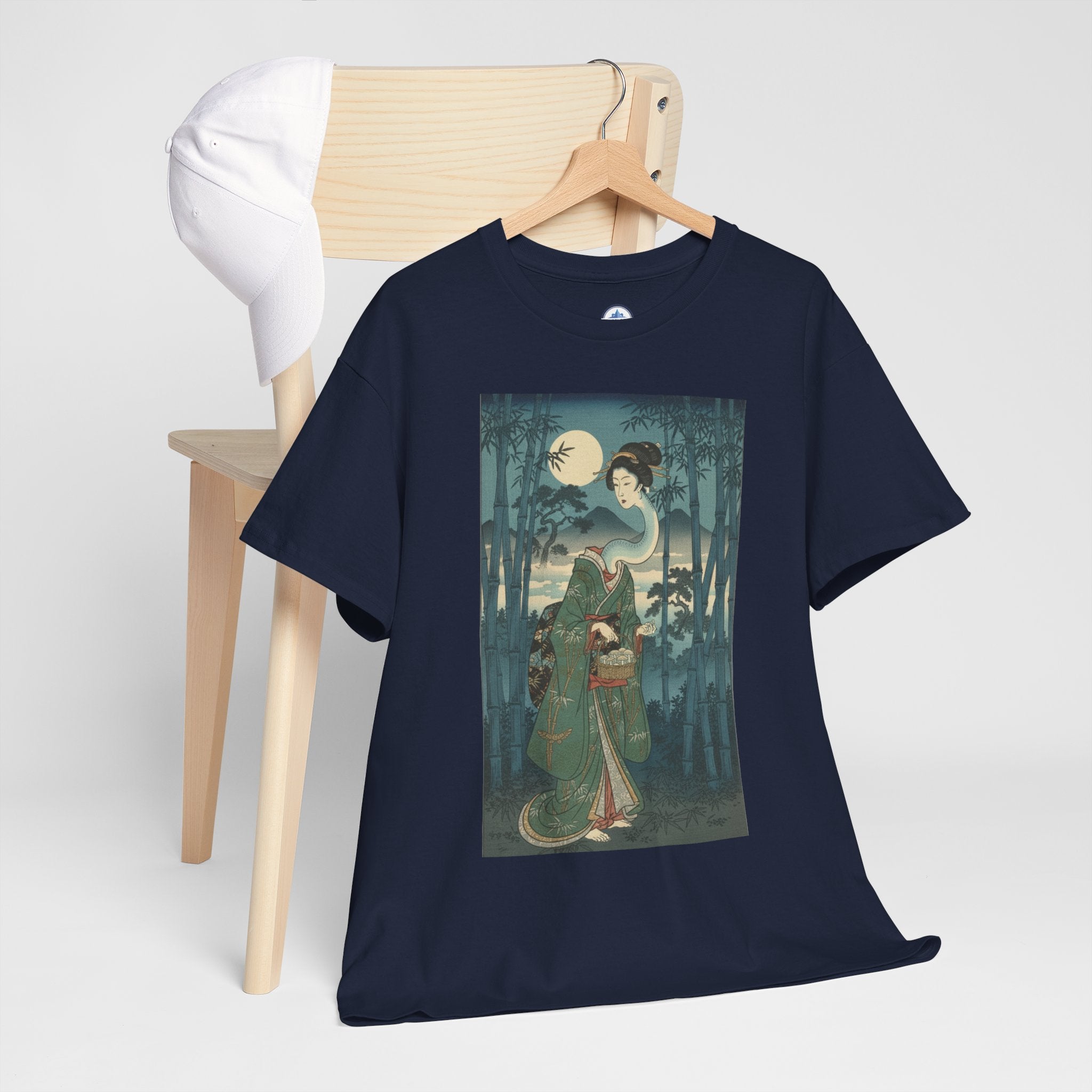 Japanese Folklore Tee - Rokurokubi Bamboo Scroll Design