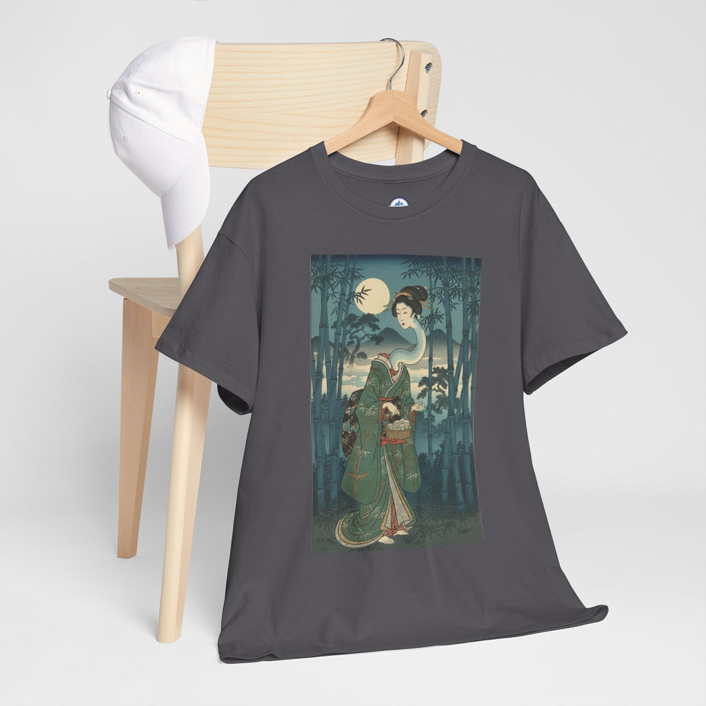 Japanese Folklore Tee - Rokurokubi Bamboo Scroll Design