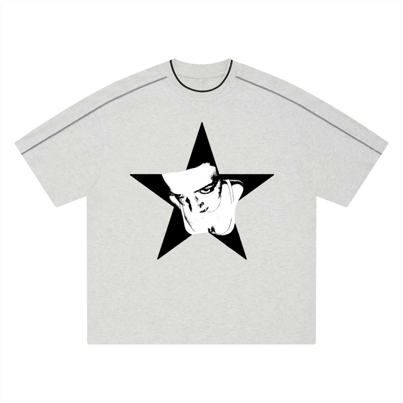 Starbound T-Shirt,Oversized Graphic T-Shirt,Cybersigilism T-Shirt,Streetwear Graphic Tee,Y2K Streetwear Shirt,Alternative Fashion Tee,Dark Aesthetic T-Shirt,Unisex Oversized Tee,Contrast Tape T-Shirt,Urban Streetwear Clothing