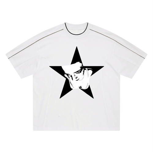 Starbound T-Shirt,Oversized Graphic T-Shirt,Cybersigilism T-Shirt,Streetwear Graphic Tee,Y2K Streetwear Shirt,Alternative Fashion Tee,Dark Aesthetic T-Shirt,Unisex Oversized Tee,Contrast Tape T-Shirt,Urban Streetwear Clothing