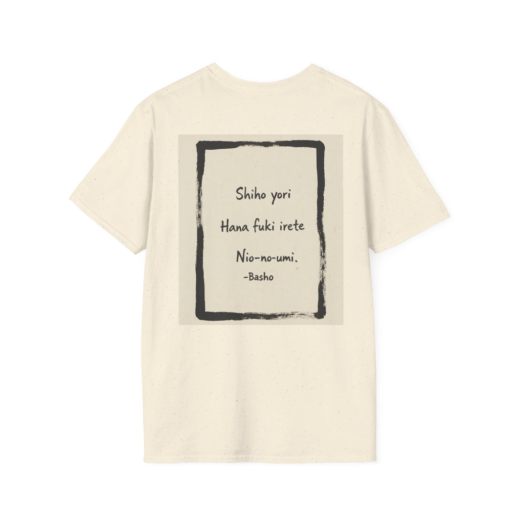 Ukiyo-e Spring Landscape T-Shirt - Basho's Blossom Lake Haiku Tee