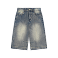 ghostfade denim shorts,baggy denim shorts,vintage wash denim shorts,streetwear denim shorts,oversized denim shorts,loose fit denim shorts,y2k denim shorts,washed denim jorts,men's baggy jorts,unisex denim shorts