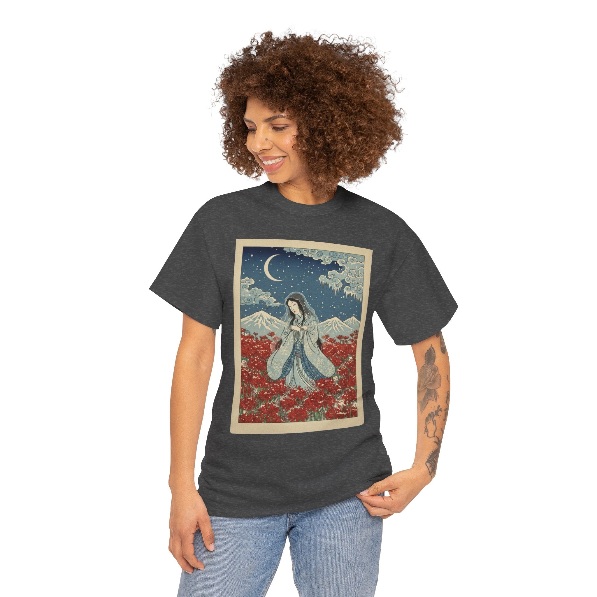 Yuki Onna's Embrace Snow Spider Lily Tee