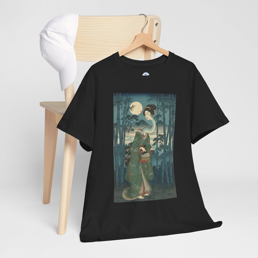 Japanese Folklore Tee - Rokurokubi Bamboo Scroll Design