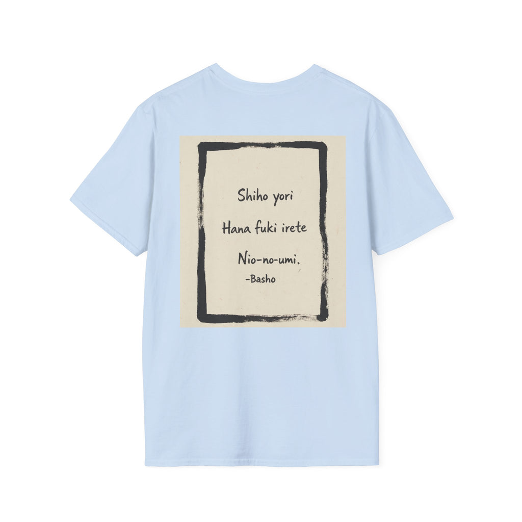 Ukiyo-e Spring Landscape T-Shirt - Basho's Blossom Lake Haiku Tee