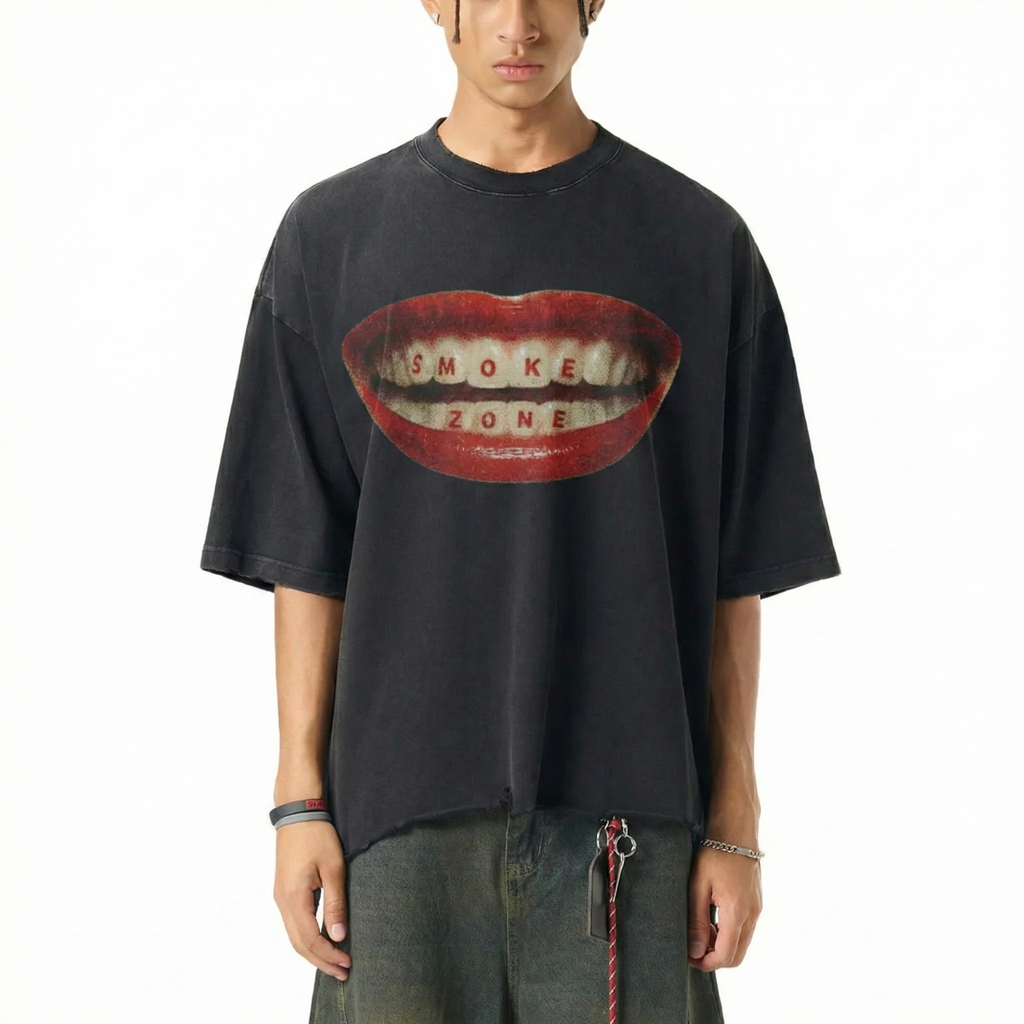 Snow Wash Raw-Hem Tee