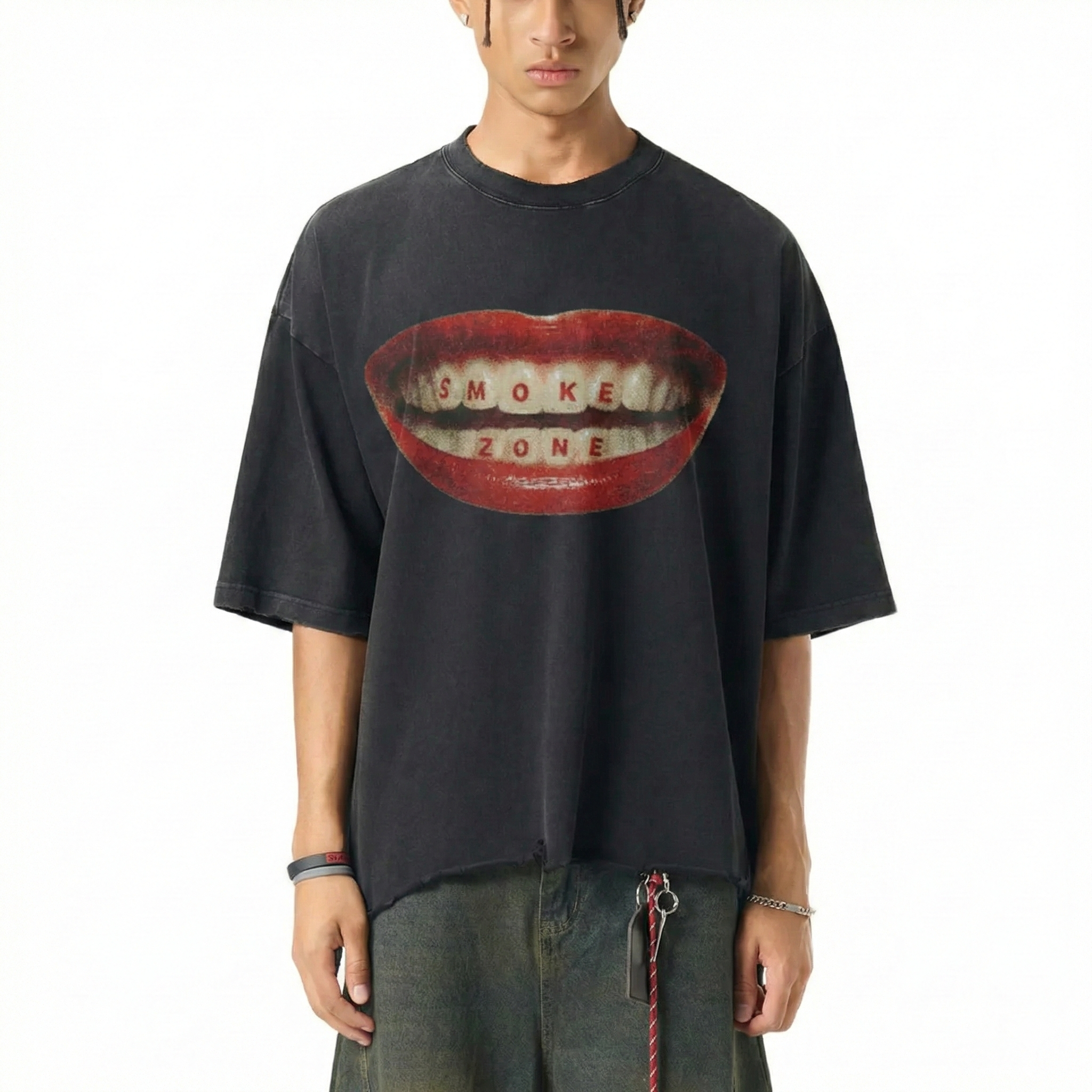 Snow Wash Raw-Hem Tee